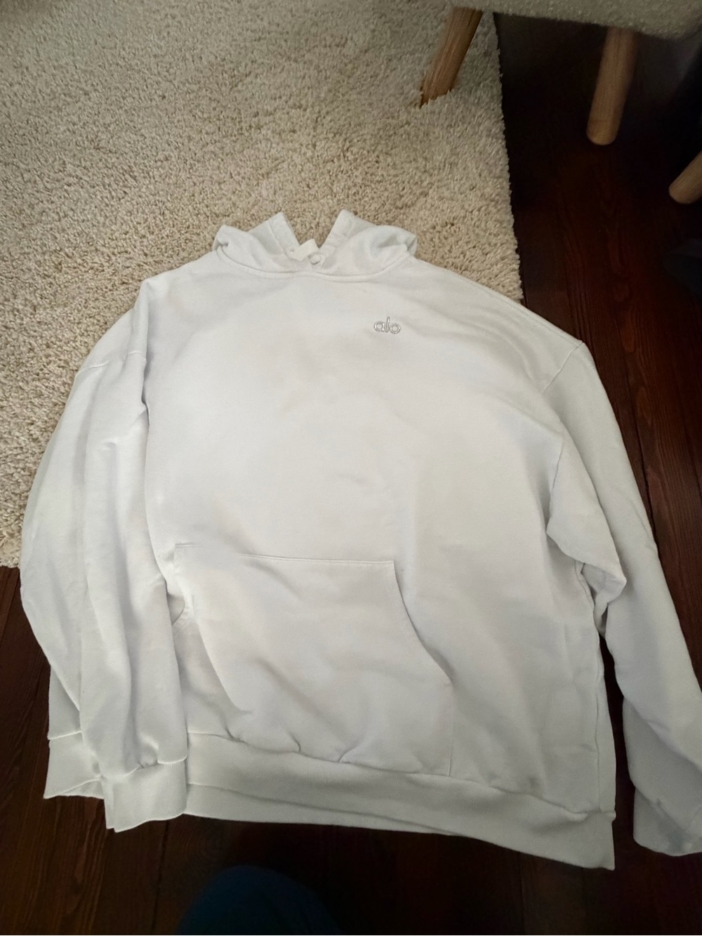 ALO Yoga Men's women’s super oversized White Pullover Hoodie
